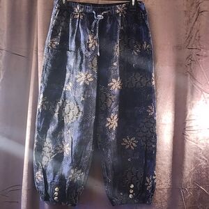 Black and Cream Patterned Jogger Pants